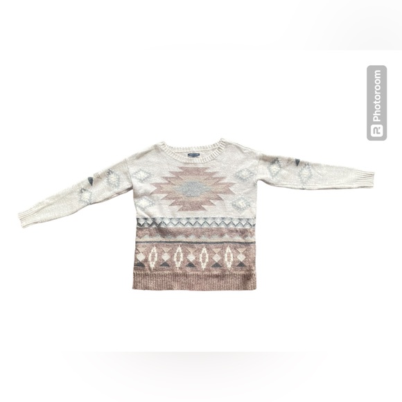 American eagle oversized wool blend fall Aztec crew neck pullover sweater size S - Picture 2 of 6